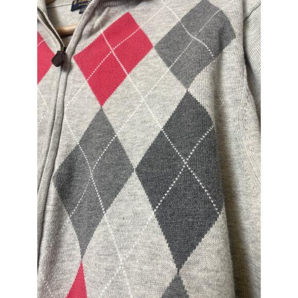 Brooks Brothers Men's Supima Cotton Cardigan Size Large Argyle Print Academic - Picture 5 of 11